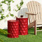 Glitzhome Lot de 2 tabourets d'appoint/tables d'extérieur en métal noir brillant - 14,25 L x 14,25 P x 18,75 H