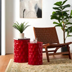Glitzhome Lot de 2 tabourets d'appoint/tables d'extérieur en métal noir brillant - 14,25 L x 14,25 P x 18,75 H