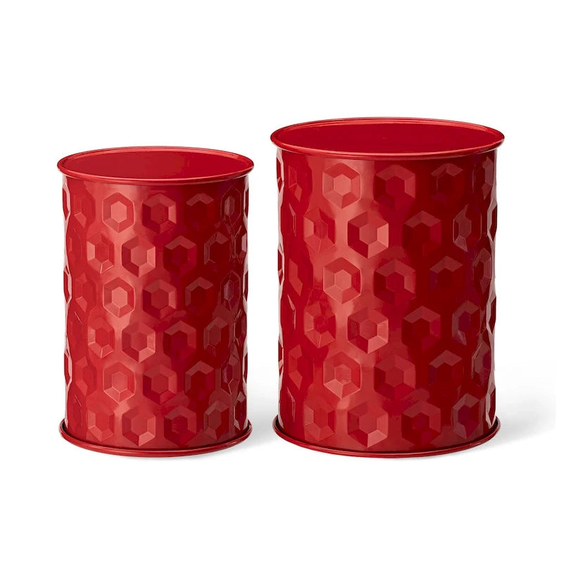 Glitzhome Lot de 2 tabourets d'appoint/tables d'extérieur en métal noir brillant - 14,25 L x 14,25 P x 18,75 H
