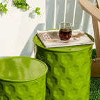 Glitzhome Lot de 2 tabourets d'appoint/tables d'extérieur en métal noir brillant - 14,25 L x 14,25 P x 18,75 H