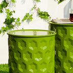 Glitzhome Lot de 2 tabourets d'appoint/tables d'extérieur en métal noir brillant - 14,25 L x 14,25 P x 18,75 H
