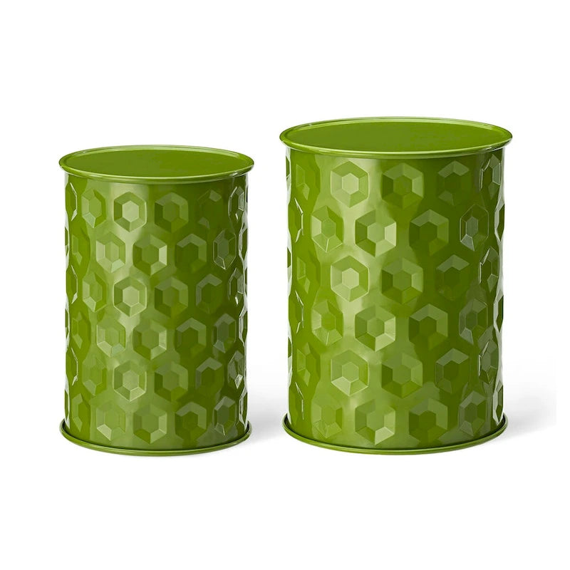 Glitzhome Lot de 2 tabourets d'appoint/tables d'extérieur en métal noir brillant - 14,25 L x 14,25 P x 18,75 H