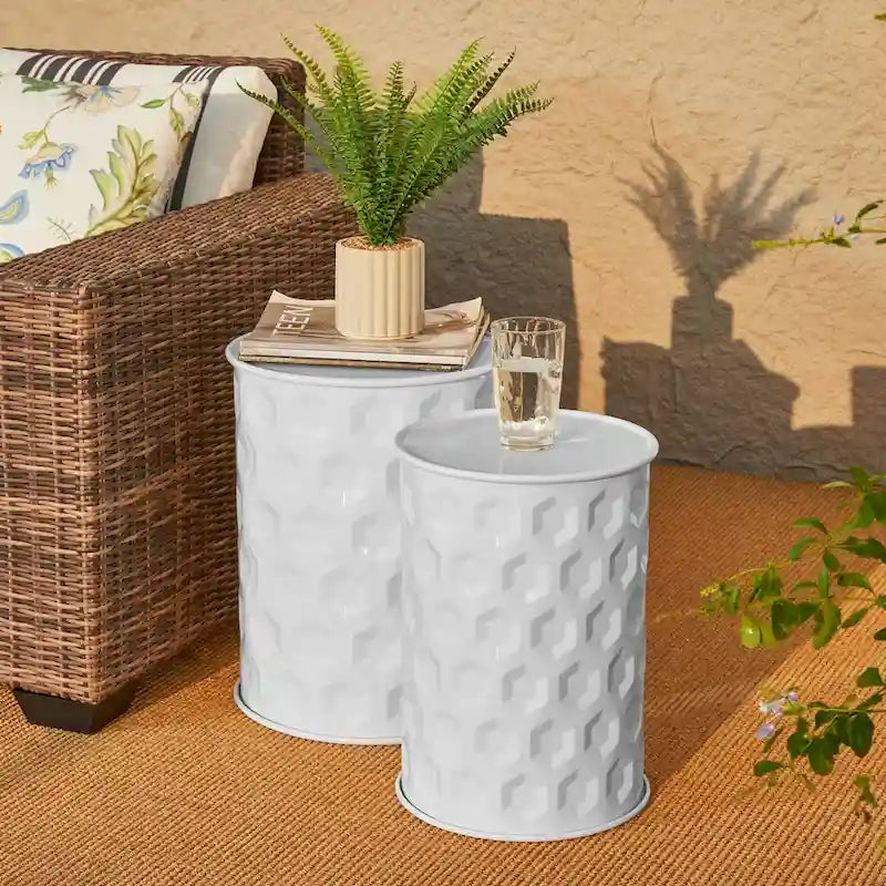 Glitzhome Lot de 2 tabourets d'appoint/tables d'extérieur en métal noir brillant - 14,25 L x 14,25 P x 18,75 H