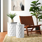 Glitzhome Lot de 2 tabourets d'appoint/tables d'extérieur en métal noir brillant - 14,25 L x 14,25 P x 18,75 H