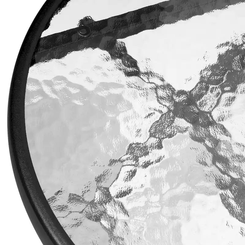 Table ronde pliante de patio extérieur avec plateau en verre trempé
