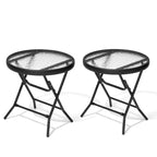 Table ronde pliante de patio extérieur avec plateau en verre trempé