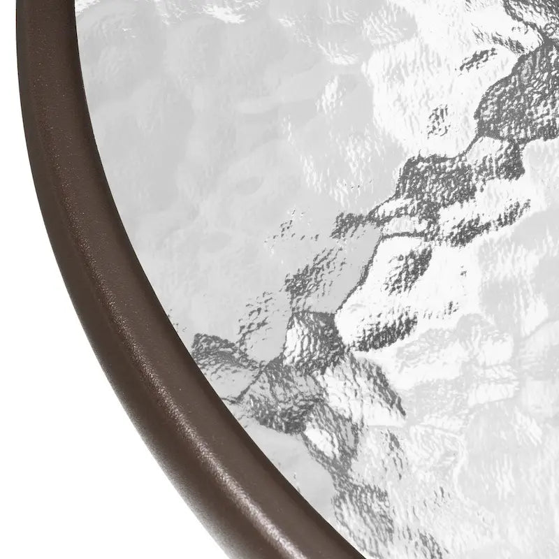 Table ronde pliante de patio extérieur avec plateau en verre trempé