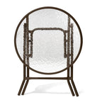 Table ronde pliante de patio extérieur avec plateau en verre trempé