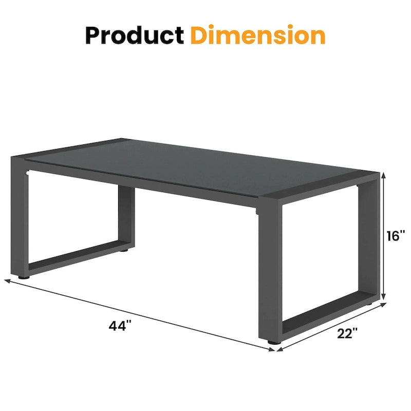 Table d'extérieur en aluminium et verre
