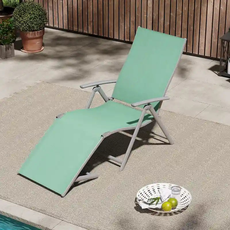 Chaise longue pliante portable d'extérieur VredHom en aluminium – 70 L x 20 l x 14 H
