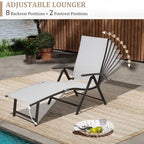 Chaise longue pliante portable d'extérieur VredHom en aluminium – 70 L x 20 l x 14 H
