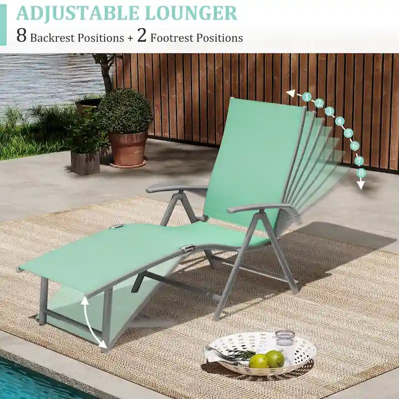 Chaise longue pliante portable d'extérieur VredHom en aluminium – 70 L x 20 l x 14 H