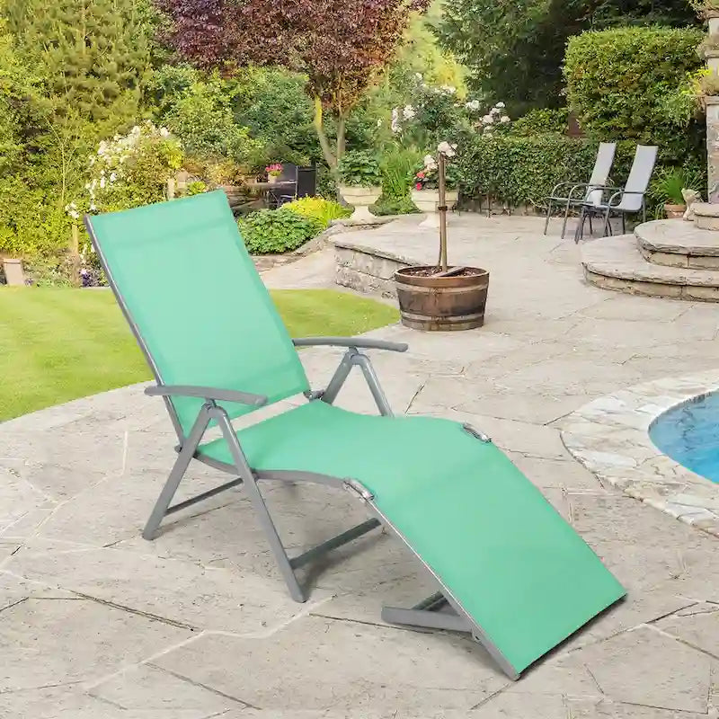 Chaise longue pliante portable d'extérieur VredHom en aluminium – 70 L x 20 l x 14 H