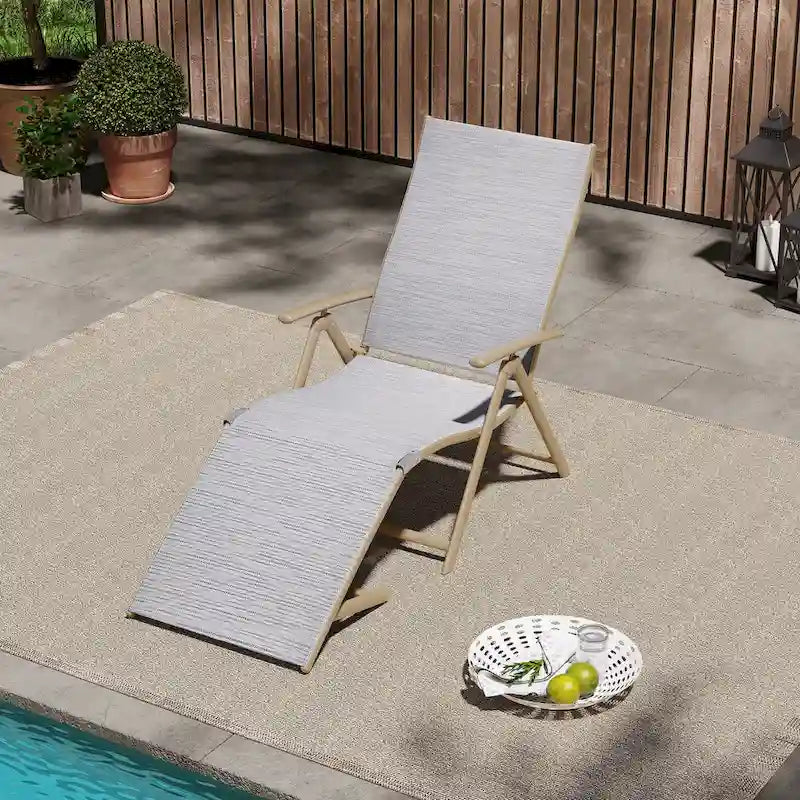 Chaise longue pliante portable d'extérieur VredHom en aluminium – 70 L x 20 l x 14 H