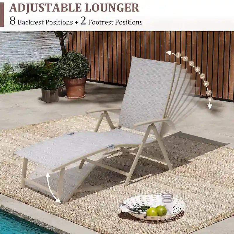 Chaise longue pliante portable d'extérieur VredHom en aluminium – 70 L x 20 l x 14 H
