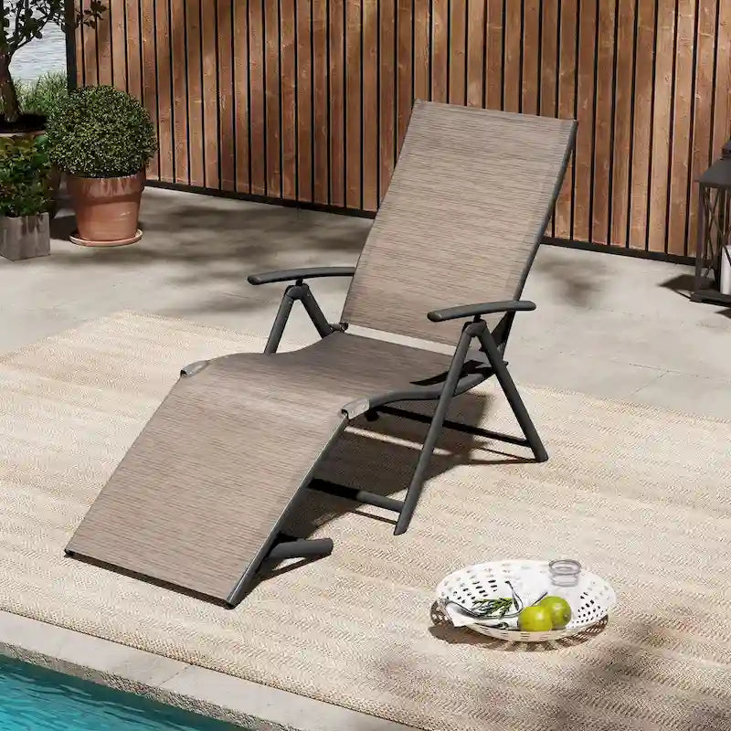 Chaise longue pliante portable d'extérieur VredHom en aluminium – 70 L x 20 l x 14 H