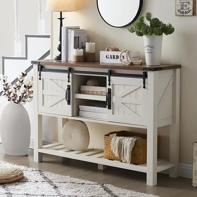 Farmhouse Entryway Table, Console Table with Storage Shelf, Sofa Table