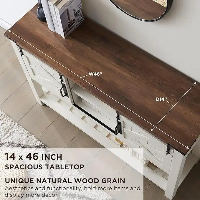 Table d'entrée de ferme, Console avec étagère de rangement, Table basse