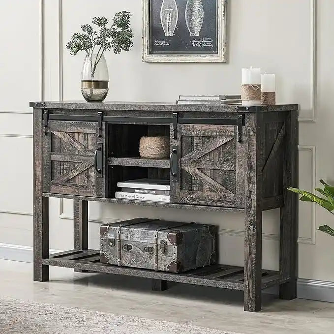 Table d'entrée de ferme, Console avec étagère de rangement, Table basse