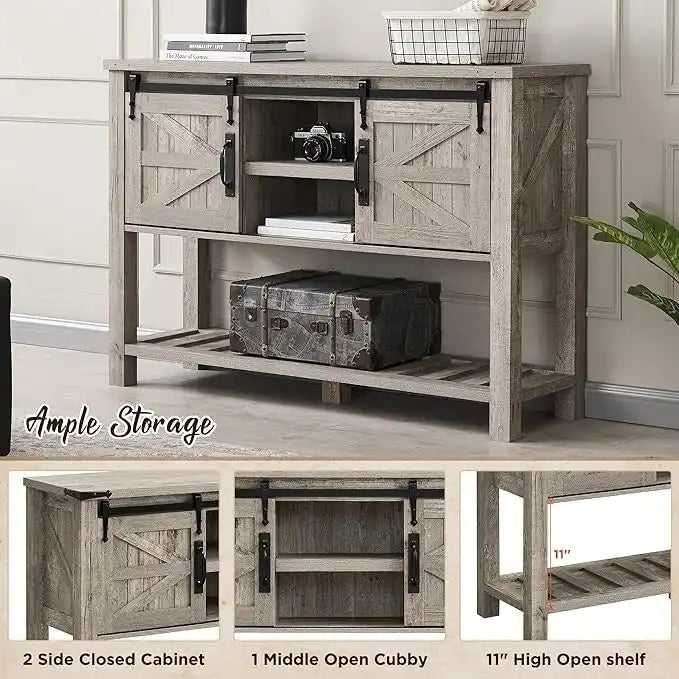 Table d'entrée de ferme, Console avec étagère de rangement, Table basse