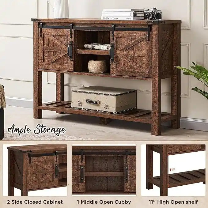Table d'entrée de ferme, Console avec étagère de rangement, Table basse