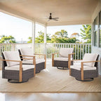 Fauteuils de jardin pivotants et à bascule Gymojoy avec coussins - Marron