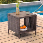 BONOSUKI Outdoor Patio PE Wicker All-Weather Square Coffee Table