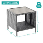 BONOSUKI Table basse carrée en osier PE pour patio extérieur, résistante aux intempéries