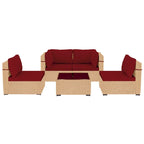 Ensemble de mobilier de jardin UPHA 5 pièces avec canapé en osier et coussins