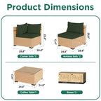 Ensemble de mobilier de jardin UPHA 5 pièces avec canapé en osier et coussins