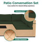 Ensemble de mobilier de jardin UPHA 5 pièces avec canapé en osier et coussins
