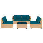 Ensemble de mobilier de jardin UPHA 5 pièces avec canapé en osier et coussins