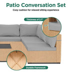 Ensemble de mobilier de jardin UPHA 5 pièces avec canapé en osier et coussins
