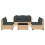 Ensemble de mobilier de jardin UPHA 5 pièces avec canapé en osier et coussins