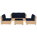 Ensemble de mobilier de jardin UPHA 5 pièces avec canapé en osier et coussins