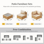 Ensemble de mobilier de jardin UPHA 5 pièces avec canapé en osier et coussins