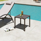 VredHom Table d'appoint carrée d'extérieur en aluminium - 40 L x 40 l x 40,5 H cm
