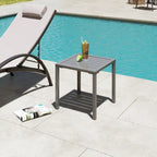 VredHom Table d'appoint carrée d'extérieur en aluminium - 40 L x 40 l x 40,5 H cm