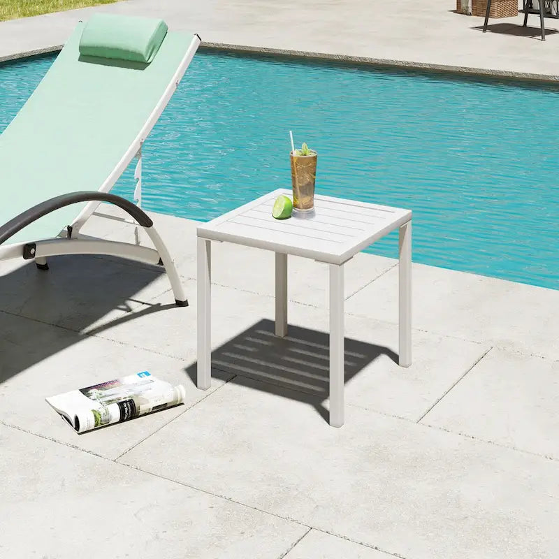 VredHom Table d'appoint carrée d'extérieur en aluminium - 40 L x 40 l x 40,5 H cm