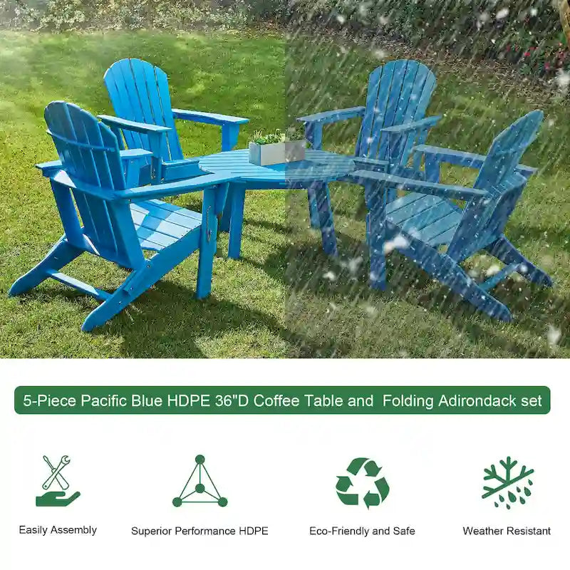 Glitzhome Elm Plus 20-36D Tables d'appoint Adirondack en PEHD pour Patio Extérieur