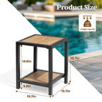 Table d'appoint carrée à 2 niveaux pour patio extérieur - 40 cm (L) x 40 cm (l) x 50 cm (H)