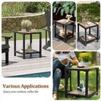 Table d'appoint carrée à 2 niveaux pour patio extérieur - 40 cm (L) x 40 cm (l) x 50 cm (H)