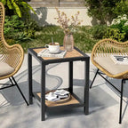 Table d'appoint carrée à 2 niveaux pour patio extérieur - 40 cm (L) x 40 cm (l) x 50 cm (H)
