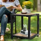 Table d'appoint carrée à 2 niveaux pour patio extérieur - 40 cm (L) x 40 cm (l) x 50 cm (H)