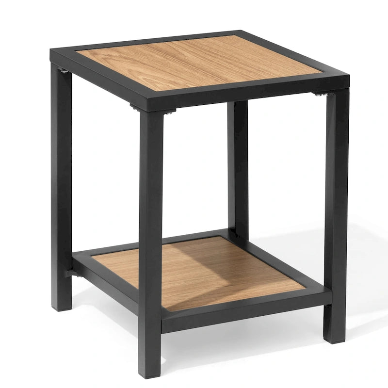 Table d'appoint carrée à 2 niveaux pour patio extérieur - 40 cm (L) x 40 cm (l) x 50 cm (H)