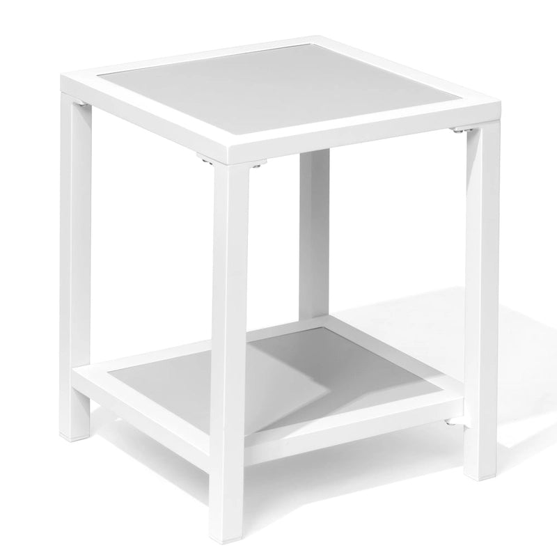 Table d'appoint carrée à 2 niveaux pour patio extérieur - 40 cm (L) x 40 cm (l) x 50 cm (H)