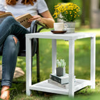 Table d'appoint carrée à 2 niveaux pour patio extérieur - 40 cm (L) x 40 cm (l) x 50 cm (H)