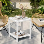 Table d'appoint carrée à 2 niveaux pour patio extérieur - 40 cm (L) x 40 cm (l) x 50 cm (H)