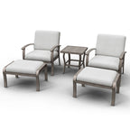 5-Piece Aluminum Patio Conversation Set with End Table, Ottoman and Light Gray Cushions