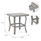 Salon de jardin 5 pièces en aluminium avec table d'appoint, pouf et coussins gris clair